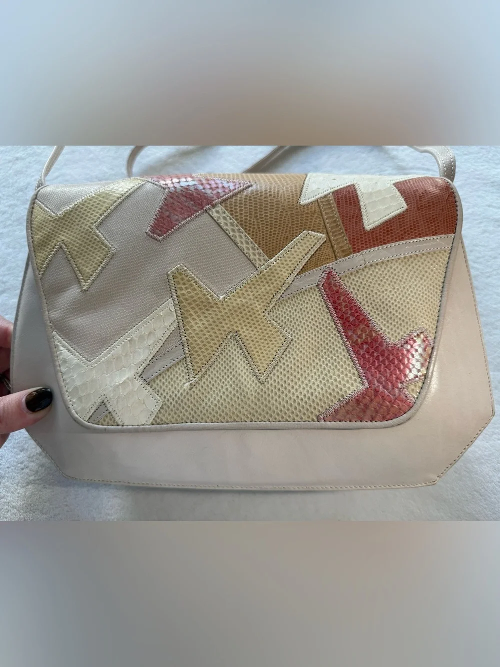 Sharif Multicolor Leather Patchwork Crossbody Vintage